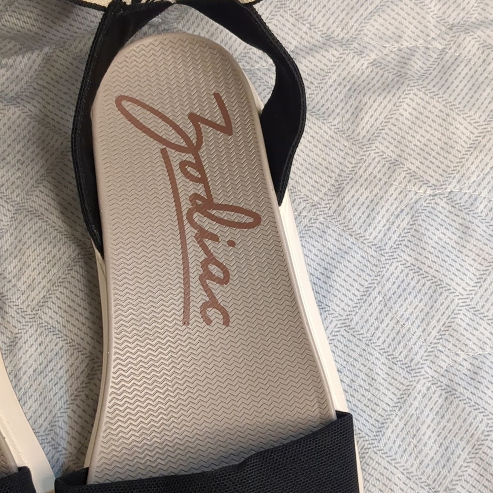 Nordstrom Black and Cream Strap Sandals with Patterned Ankle Band - Picture 16 of 16